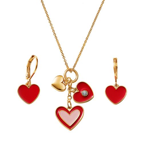 Set Collar + Aretes Red Hearts