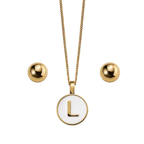 Set Collar + Aretes Favorite Letter L